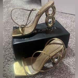 Farah Metallic Gold Strappy Heels